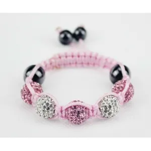 Pink & White Shamballa Bracelet