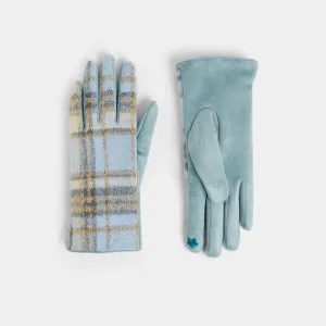 Plaid Touchscreen Gloves - Blue Plaid