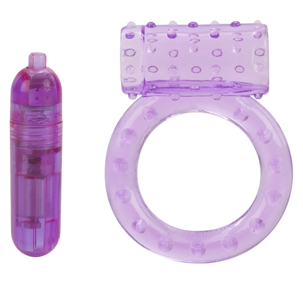 Rings! One Touch Nubby Vibrating Cock Ring - Purple