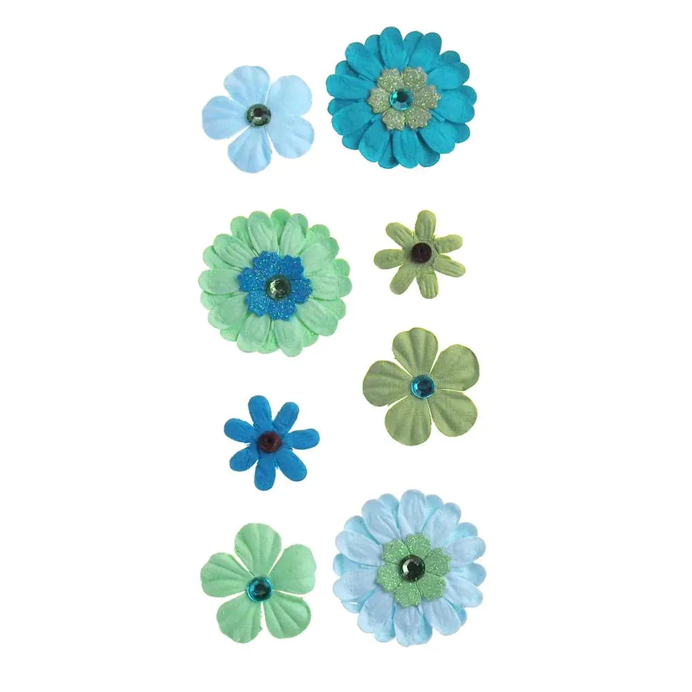 Self Adhesive Assorted Paper Flowers 3D, 8-Count