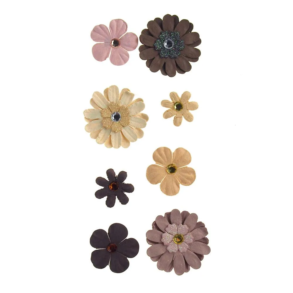 Self Adhesive Assorted Paper Flowers 3D, 8-Count