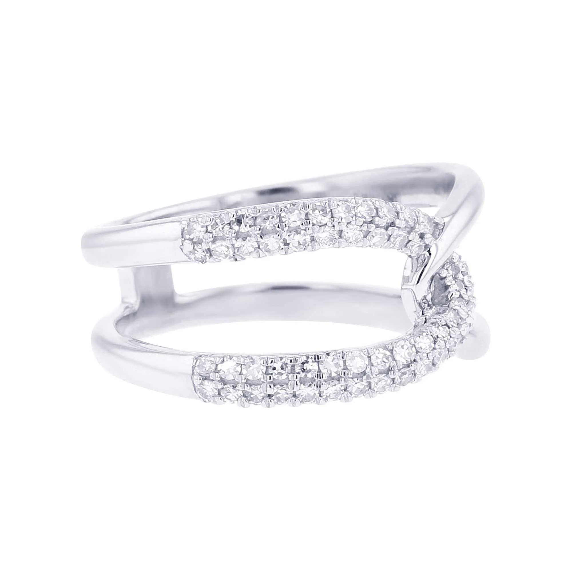 Silver Interlacing Diamond Ring