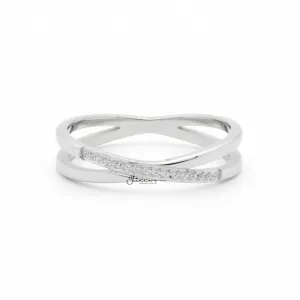 Stainless Steel Criss Cross X Ring - Silver