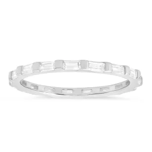 Sterling Silver Baguette CZ Stackable Eternity Band Ring