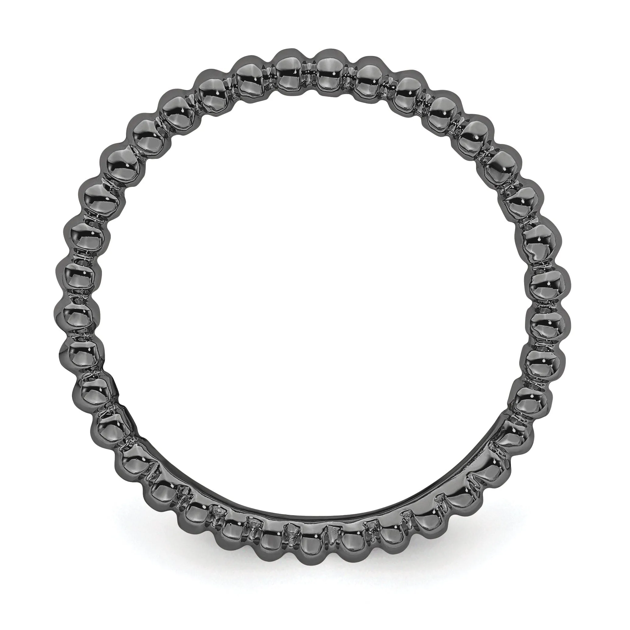 Sterling Silver Black-Plated Beaded Ring