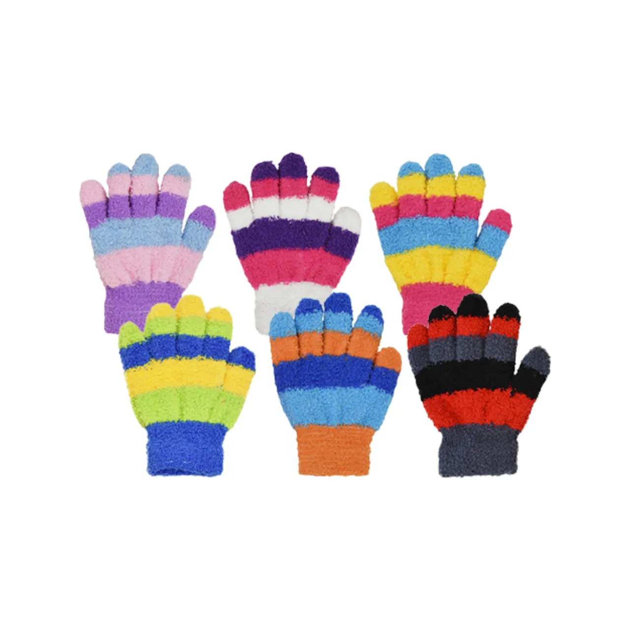 Striped Cozy Yarn Stretch Gloves - Toddler