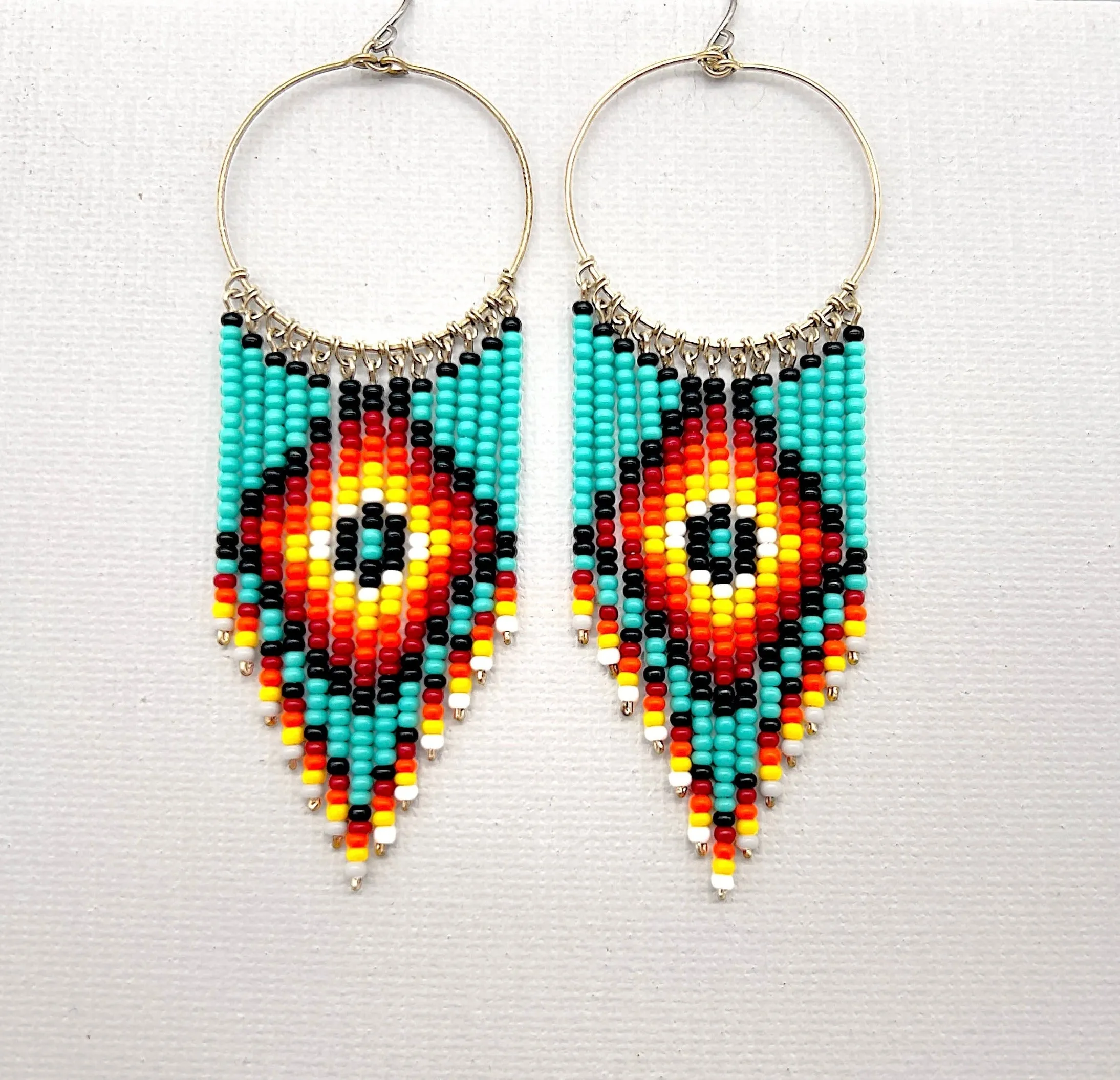 Teal Diamond Detail Beaded Earrings