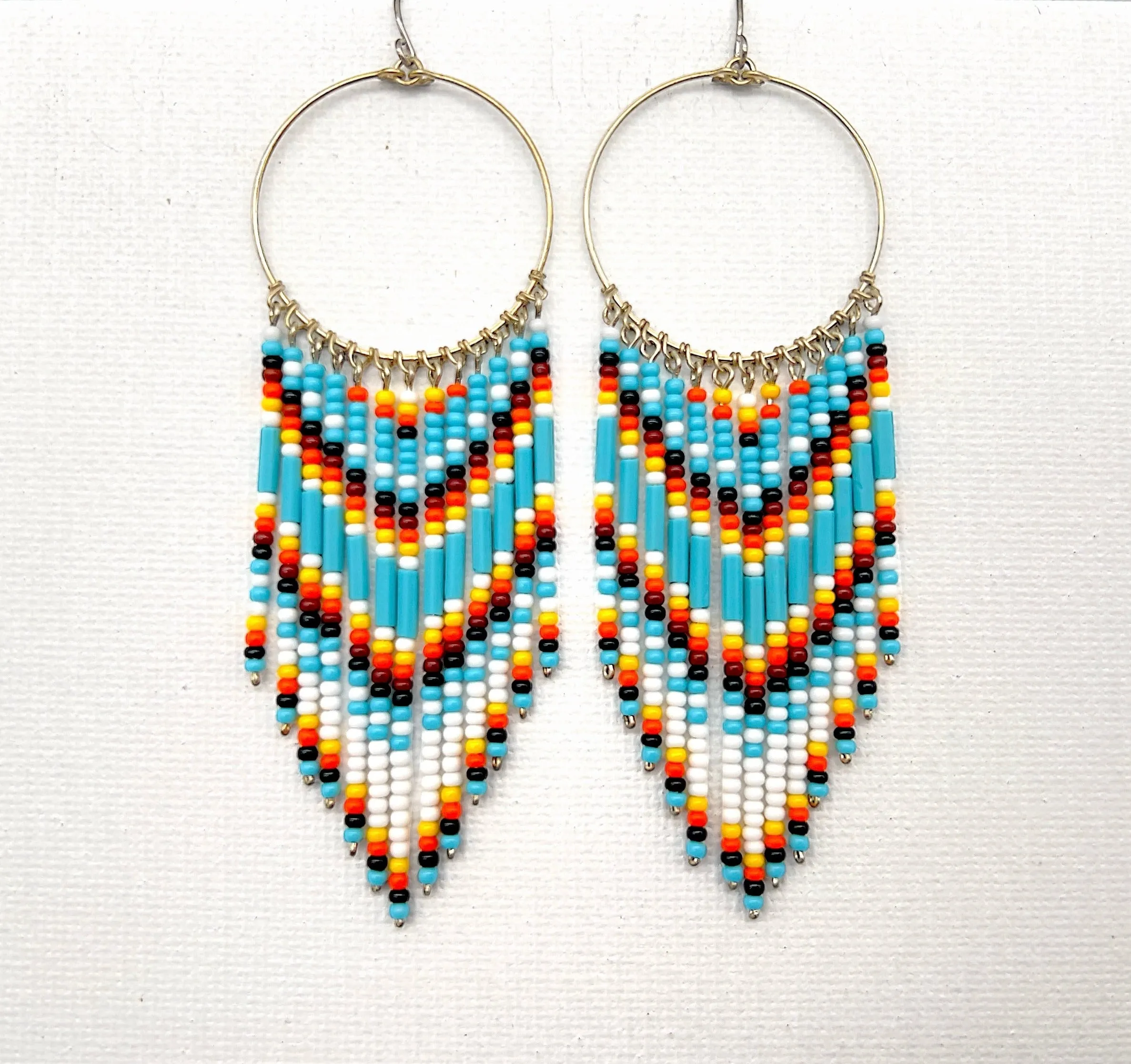 Teal Multi Colored Beaded Earrings