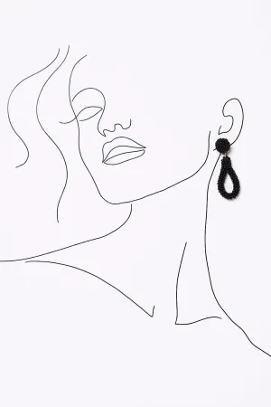 Teardrop Beaded Earrings in Black