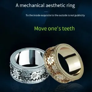 Trend New Titanium Steel Zircon Inlaid Gear Rotatable Men And Women Fashion Ring Couple Friend Birthday Gift Jewelry