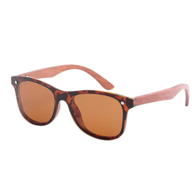 Trendy Girls Retro Wood Sunglasses