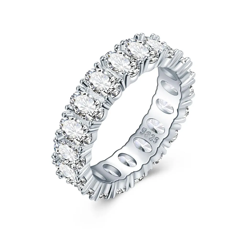 Wedding Bands Eternity Rings with Zirconia for Women CZ Crystal Promise Engagement Finger Ring