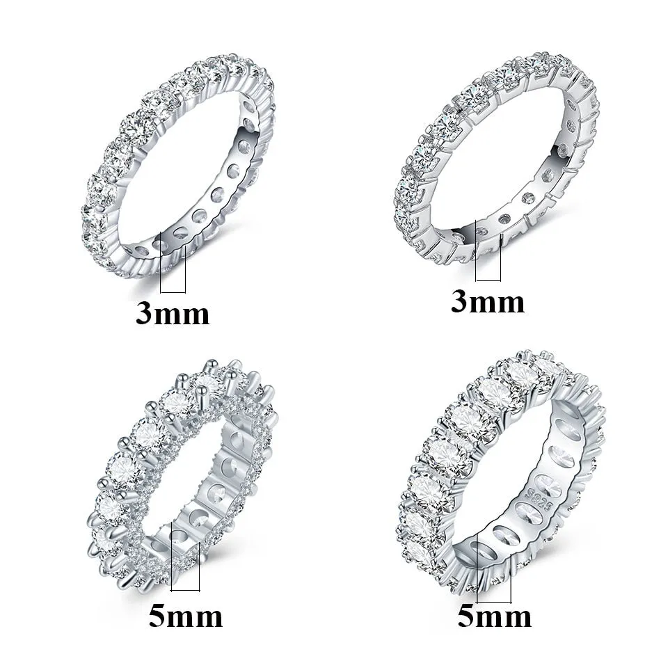 Wedding Bands Eternity Rings with Zirconia for Women CZ Crystal Promise Engagement Finger Ring