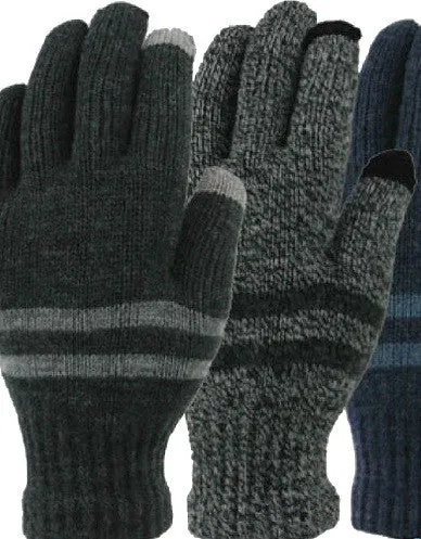 Winter Gloves-Men's Marled Acrylic Knit Touchscreen Glove