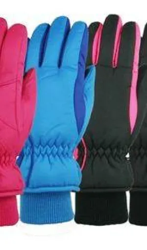 Winter Gloves-Ski Girls Taslon Ski Glove, Ages 4-7, Ages 7-12