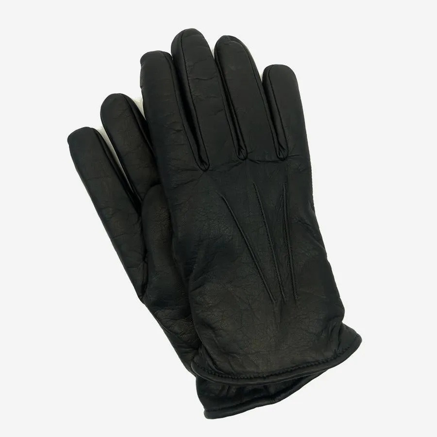 Wool Lined Leather Dress Gloves - Black