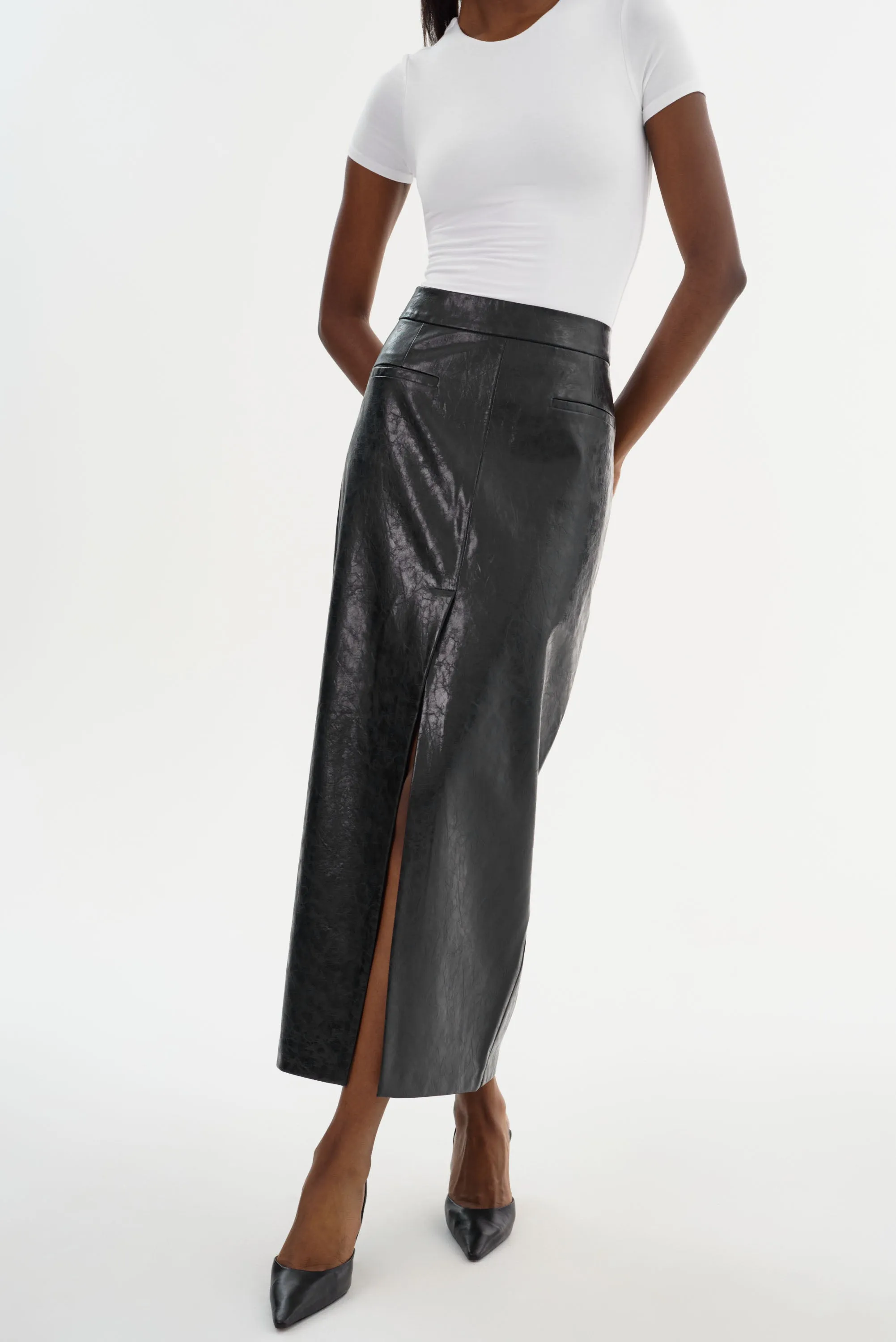 YVETTE | Faux Leather Maxi Skirt