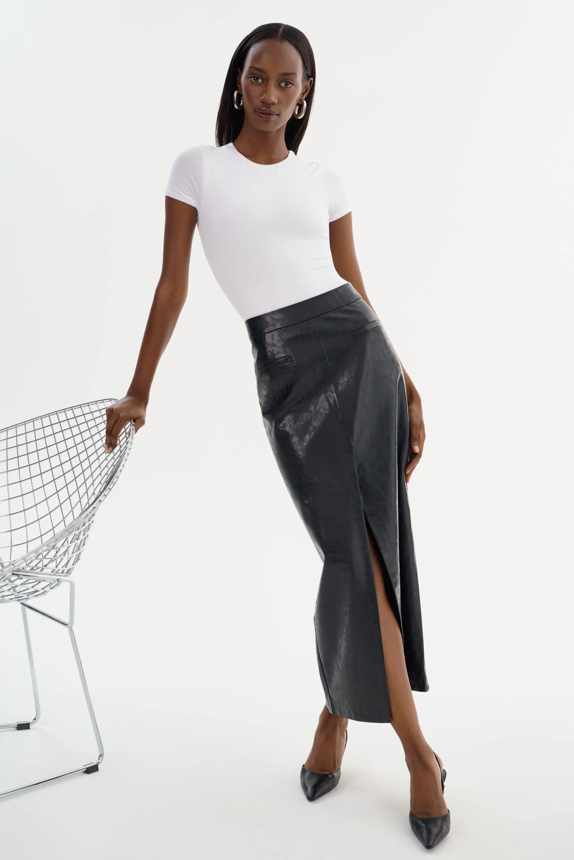 YVETTE | Faux Leather Maxi Skirt