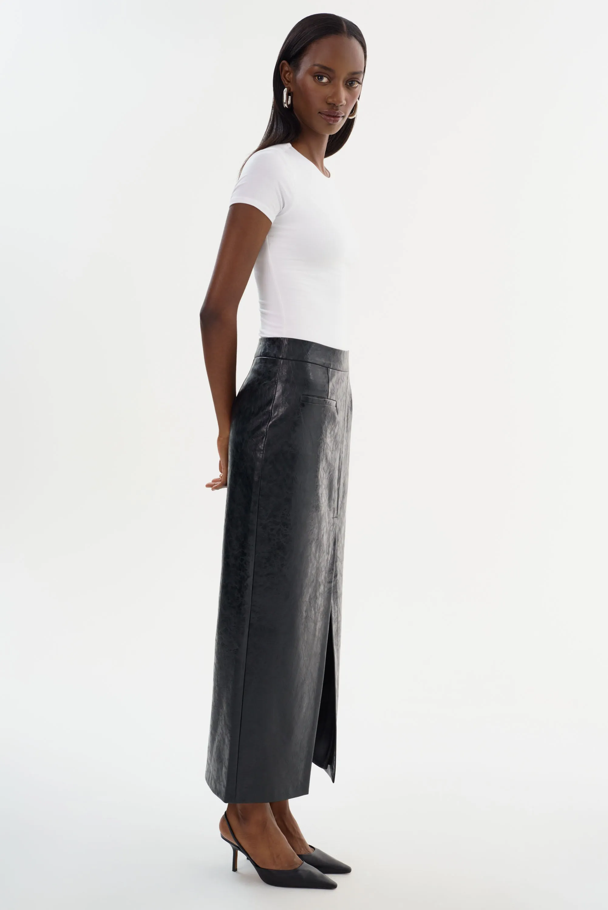 YVETTE | Faux Leather Maxi Skirt